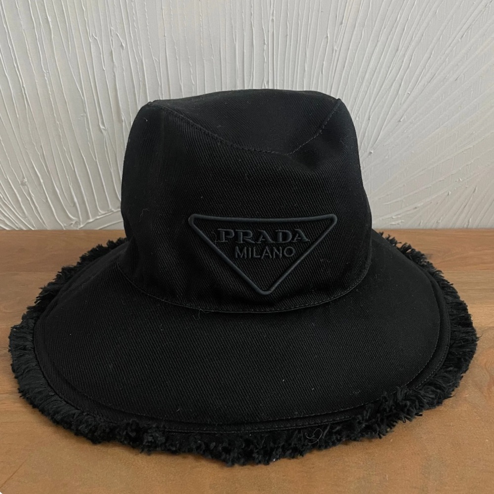 Prada Black Frayed Edge Hat